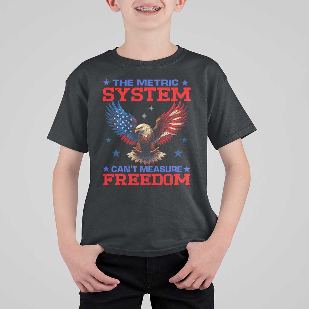 The Metric System Can't Measure Freedom T Shirt For Kid Funny Patriotic Eagle 4th of July USA Flag - Wonder Print Shop