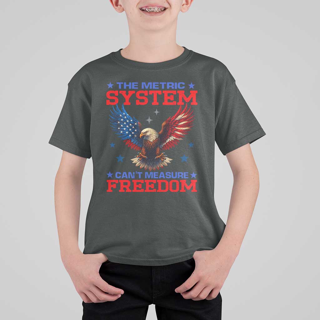 The Metric System Can't Measure Freedom T Shirt For Kid Funny Patriotic Eagle 4th of July USA Flag - Wonder Print Shop