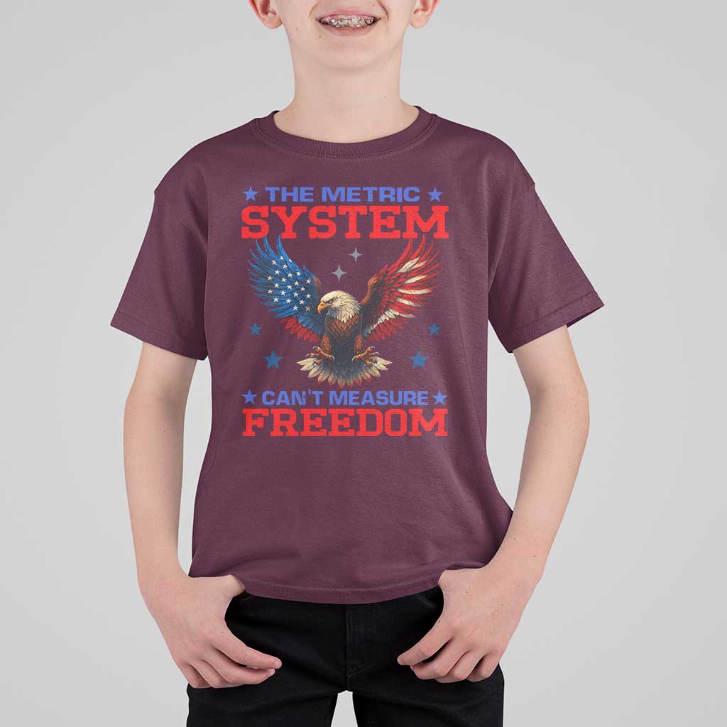 The Metric System Can't Measure Freedom T Shirt For Kid Funny Patriotic Eagle 4th of July USA Flag - Wonder Print Shop