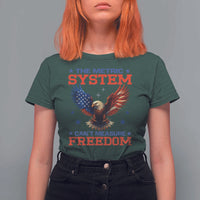 The Metric System Can't Measure Freedom T Shirt For Women Funny Patriotic Eagle 4th of July USA Flag - Wonder Print Shop