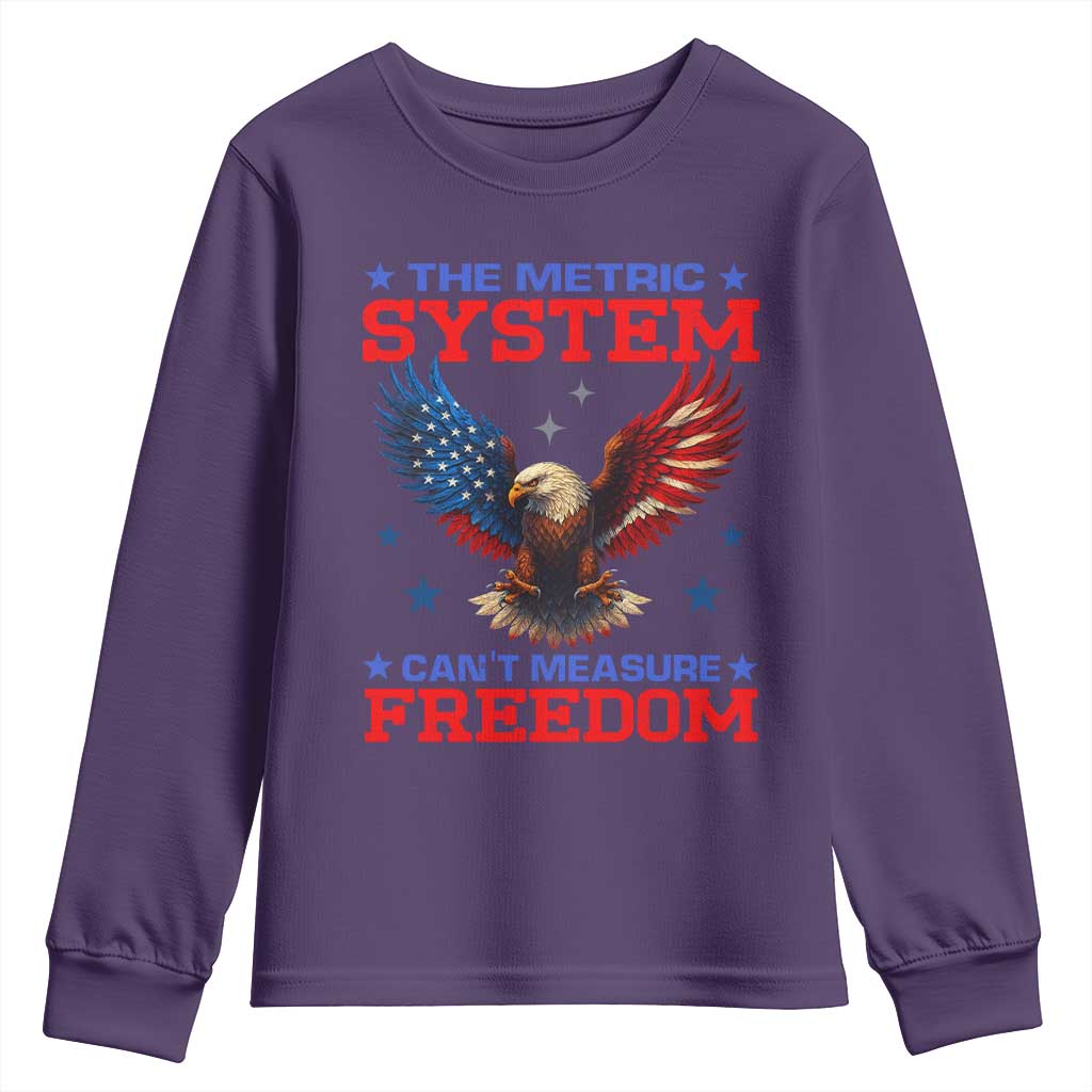 The Metric System Can't Measure Freedom Youth Sweatshirt Funny Patriotic Eagle 4th of July USA Flag - Wonder Print Shop