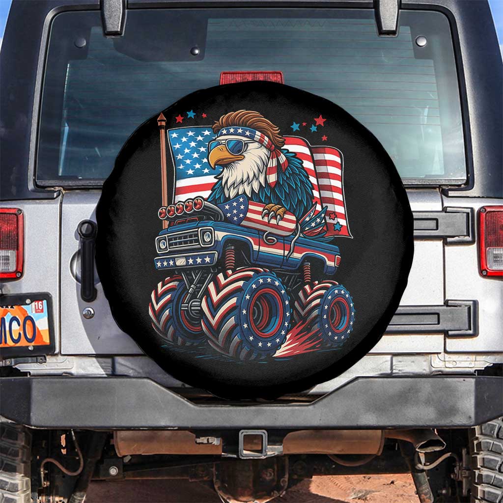 Patriotic Eagle Driving Monster Truck Spare Tire Cover 4th of July USA Flag Freedom - Wonder Print Shop