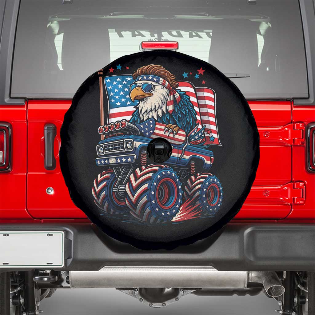 Patriotic Eagle Driving Monster Truck Spare Tire Cover 4th of July USA Flag Freedom - Wonder Print Shop