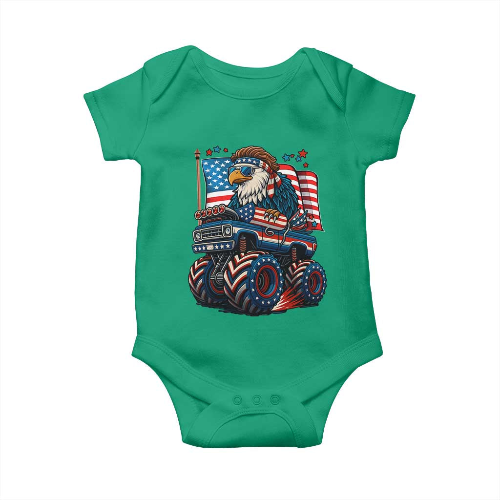 Patriotic Eagle Driving Monster Truck Baby Onesie 4th of July USA Flag Freedom - Wonder Print Shop