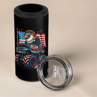 Patriotic Eagle Driving Monster Truck 4 in 1 Can Cooler Tumbler 4th of July USA Flag Freedom - Wonder Print Shop
