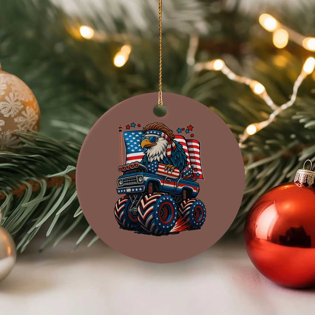 Patriotic Eagle Driving Monster Truck Ceramic Ornament 4th of July USA Flag Freedom - Wonder Print Shop