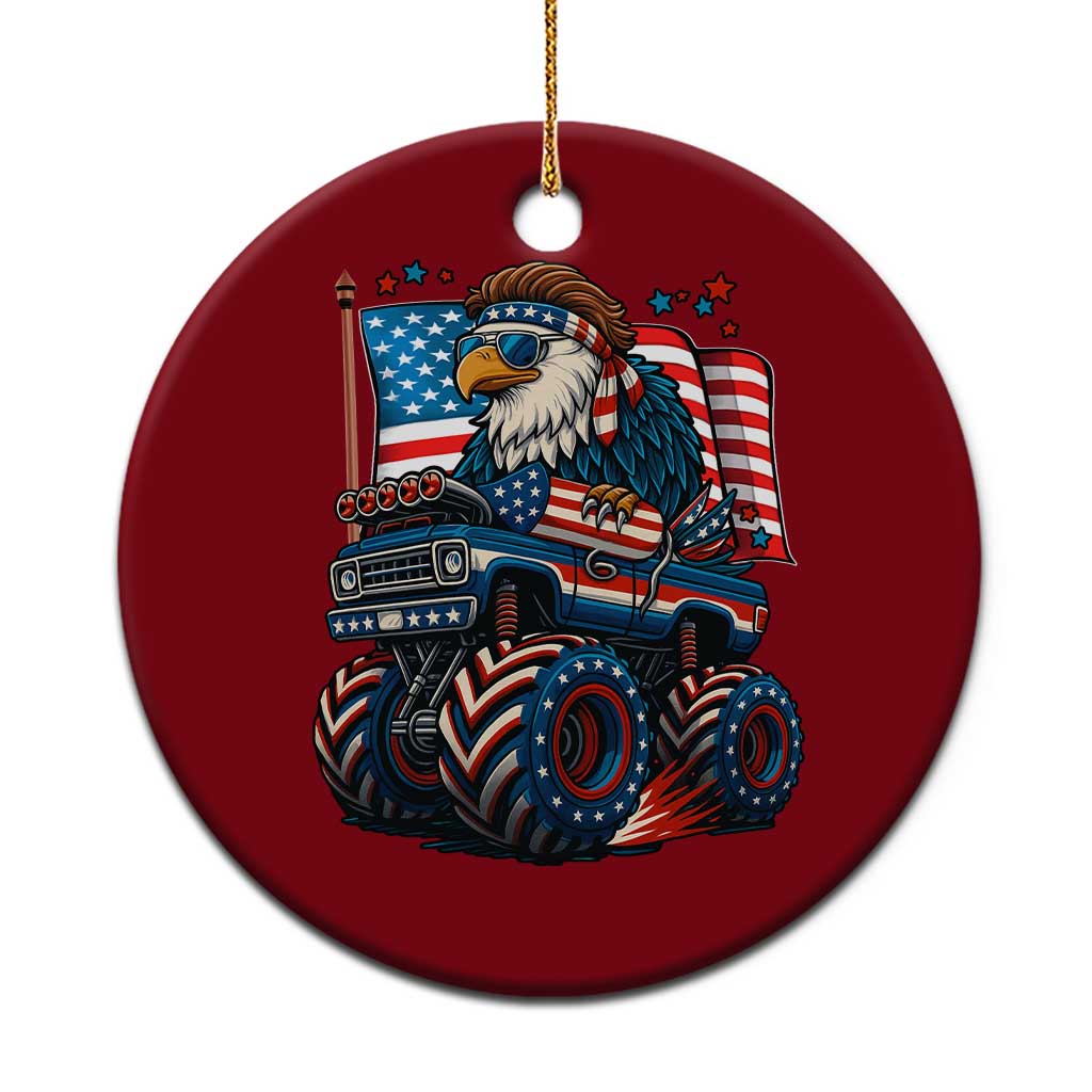 Patriotic Eagle Driving Monster Truck Ceramic Ornament 4th of July USA Flag Freedom - Wonder Print Shop