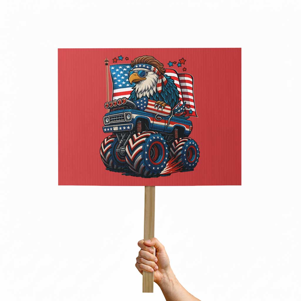 Patriotic Eagle Driving Monster Truck Protest Sign 4th of July USA Flag Freedom - Wonder Print Shop