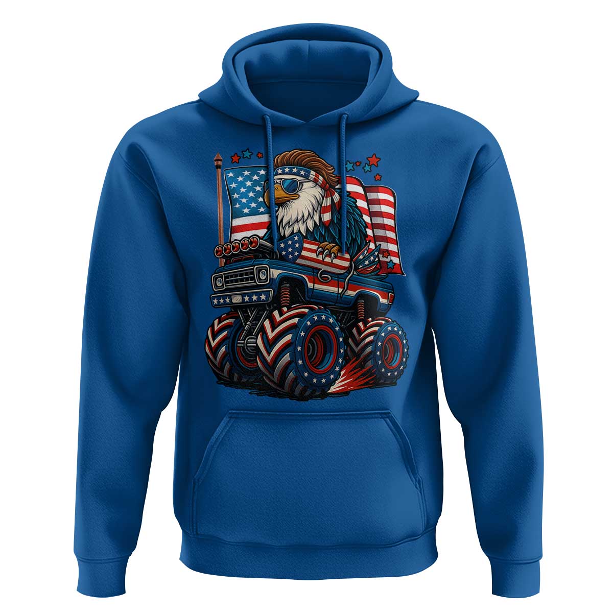 Patriotic Eagle Driving Monster Truck Hoodie 4th of July USA Flag Freedom - Wonder Print Shop