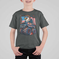 Patriotic Eagle Driving Monster Truck T Shirt For Kid 4th of July USA Flag Freedom - Wonder Print Shop