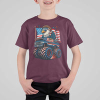 Patriotic Eagle Driving Monster Truck T Shirt For Kid 4th of July USA Flag Freedom - Wonder Print Shop