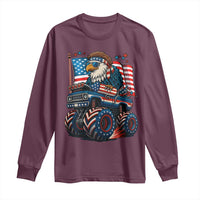 Patriotic Eagle Driving Monster Truck Long Sleeve Shirt 4th of July USA Flag Freedom - Wonder Print Shop