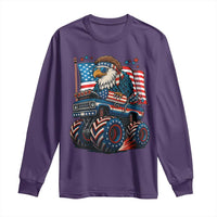Patriotic Eagle Driving Monster Truck Long Sleeve Shirt 4th of July USA Flag Freedom - Wonder Print Shop