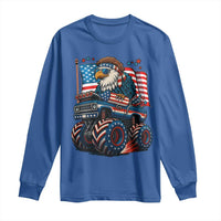 Patriotic Eagle Driving Monster Truck Long Sleeve Shirt 4th of July USA Flag Freedom - Wonder Print Shop