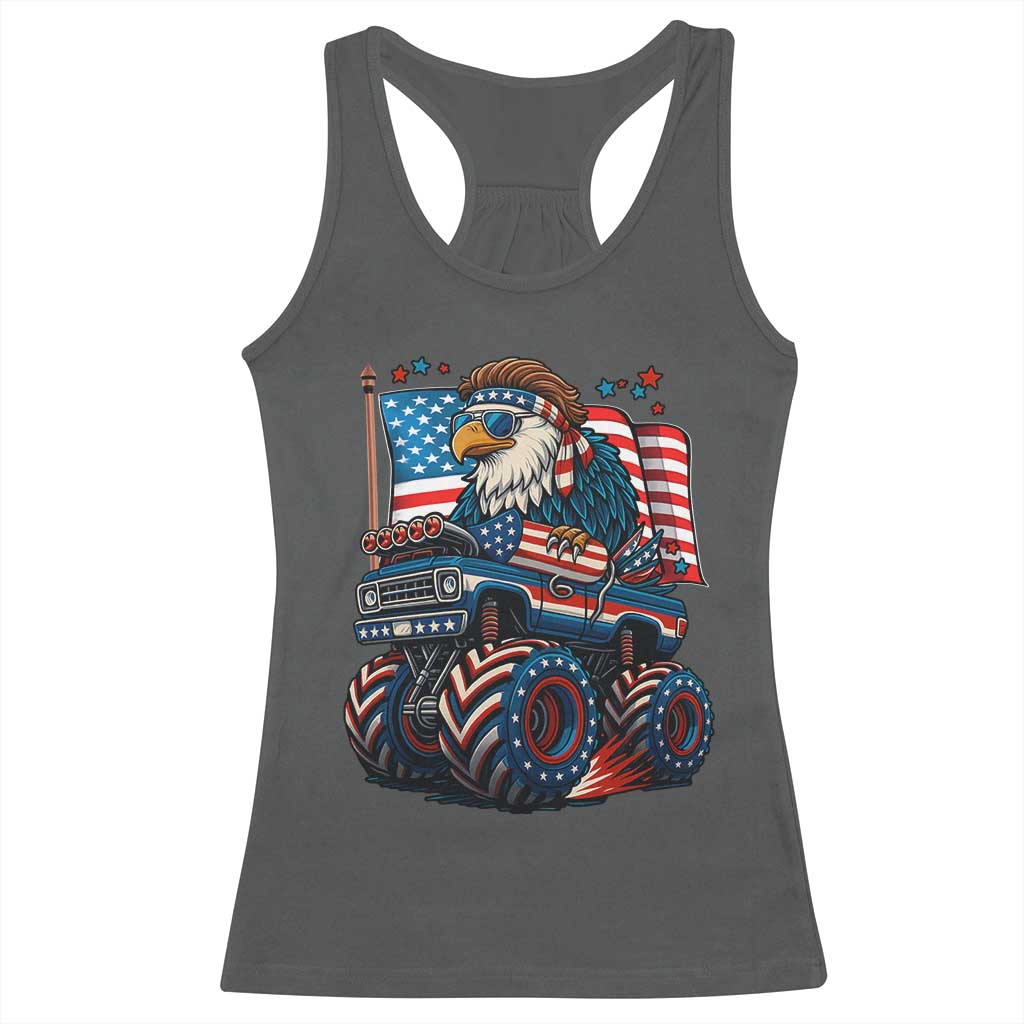 Patriotic Eagle Driving Monster Truck Racerback Tank Top 4th of July USA Flag Freedom - Wonder Print Shop