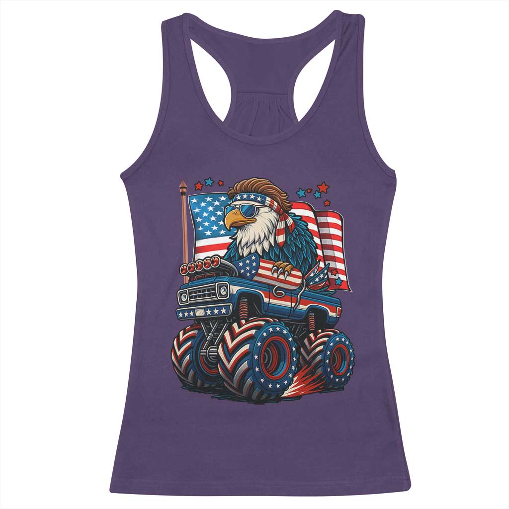 Patriotic Eagle Driving Monster Truck Racerback Tank Top 4th of July USA Flag Freedom - Wonder Print Shop