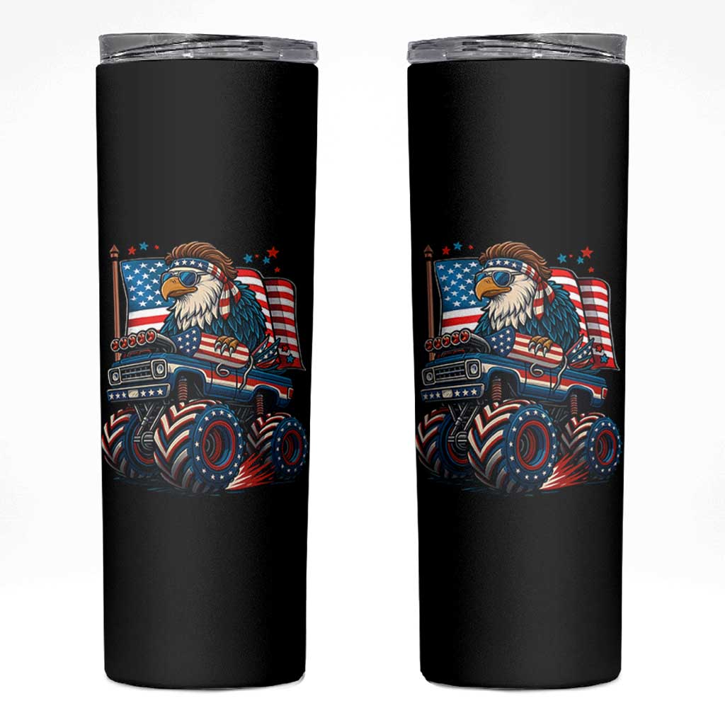 Patriotic Eagle Driving Monster Truck Skinny Tumbler 4th of July USA Flag Freedom - Wonder Print Shop
