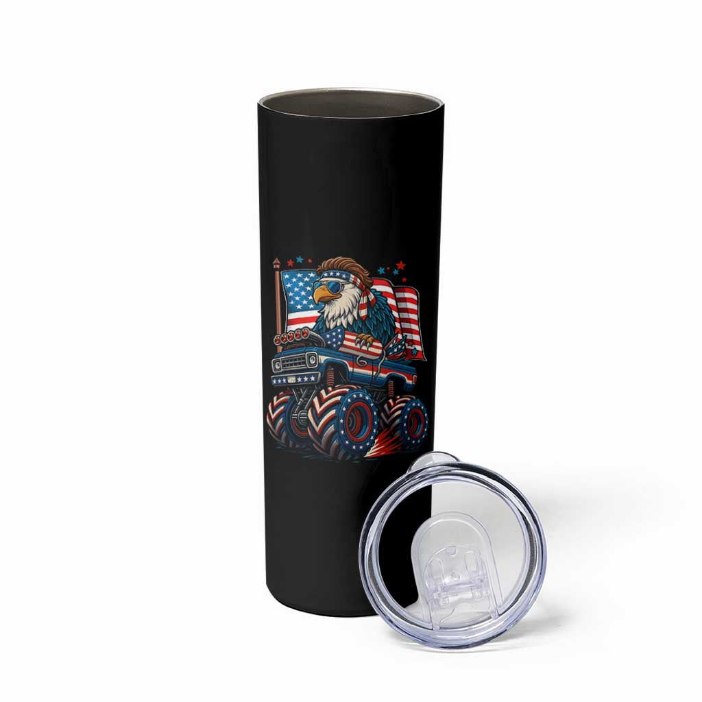 Patriotic Eagle Driving Monster Truck Skinny Tumbler 4th of July USA Flag Freedom - Wonder Print Shop