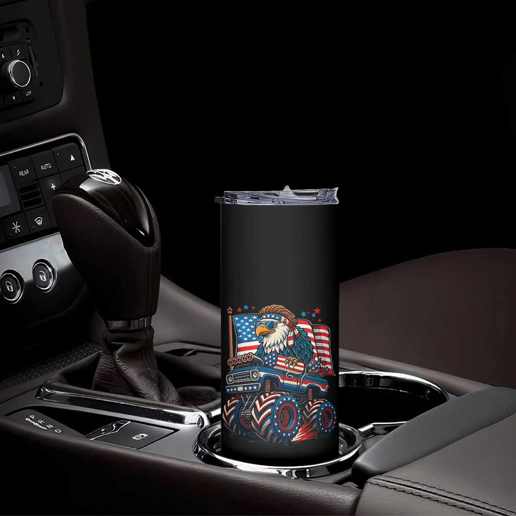 Patriotic Eagle Driving Monster Truck Skinny Tumbler 4th of July USA Flag Freedom - Wonder Print Shop