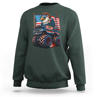 Patriotic Eagle Driving Monster Truck Sweatshirt 4th of July USA Flag Freedom - Wonder Print Shop