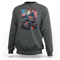 Patriotic Eagle Driving Monster Truck Sweatshirt 4th of July USA Flag Freedom - Wonder Print Shop