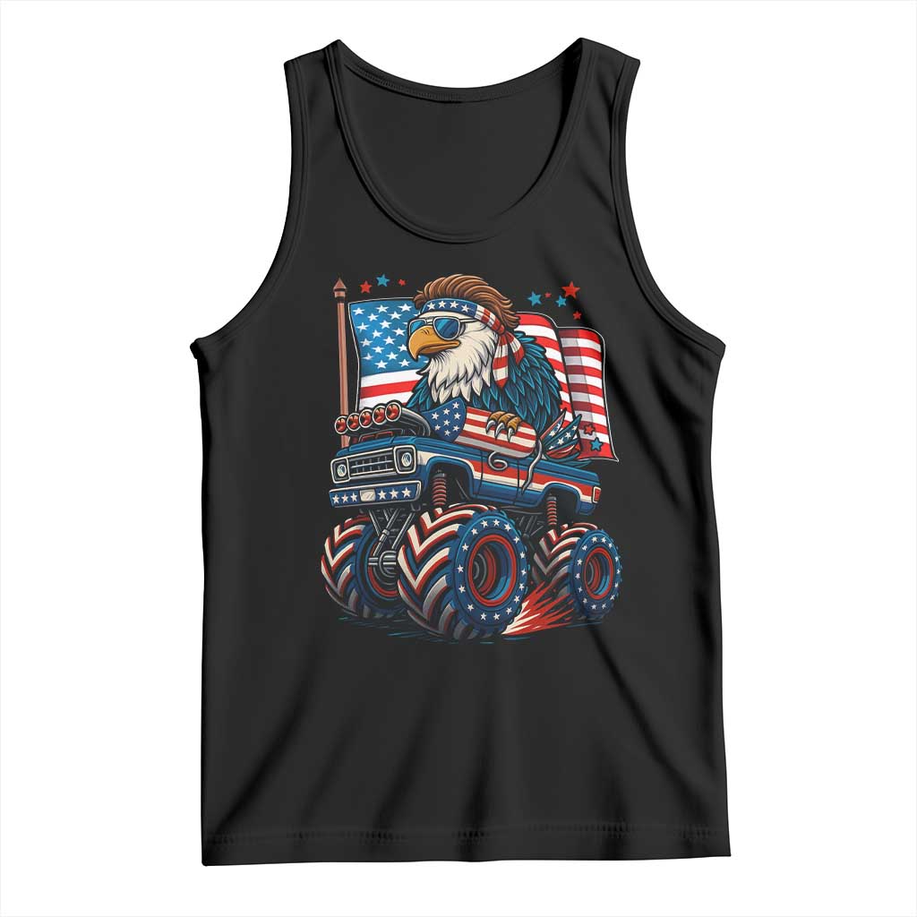 Patriotic Eagle Driving Monster Truck Tank Top 4th of July USA Flag Freedom - Wonder Print Shop