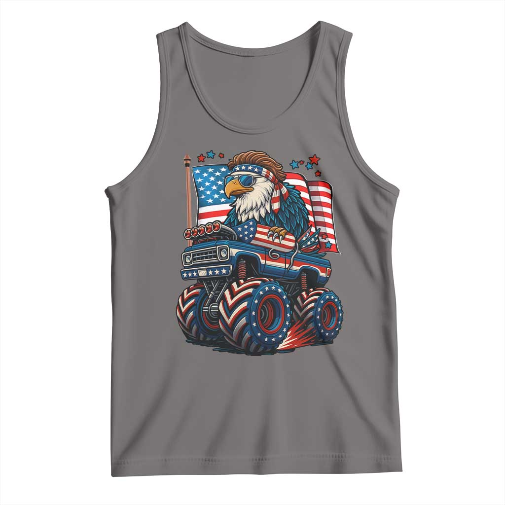 Patriotic Eagle Driving Monster Truck Tank Top 4th of July USA Flag Freedom - Wonder Print Shop