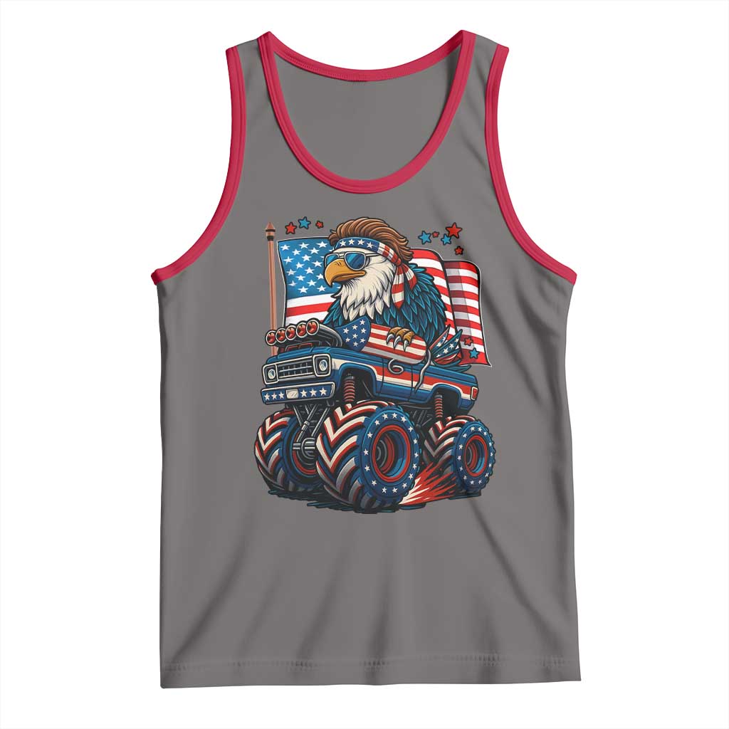 Patriotic Eagle Driving Monster Truck Tank Top 4th of July USA Flag Freedom - Wonder Print Shop
