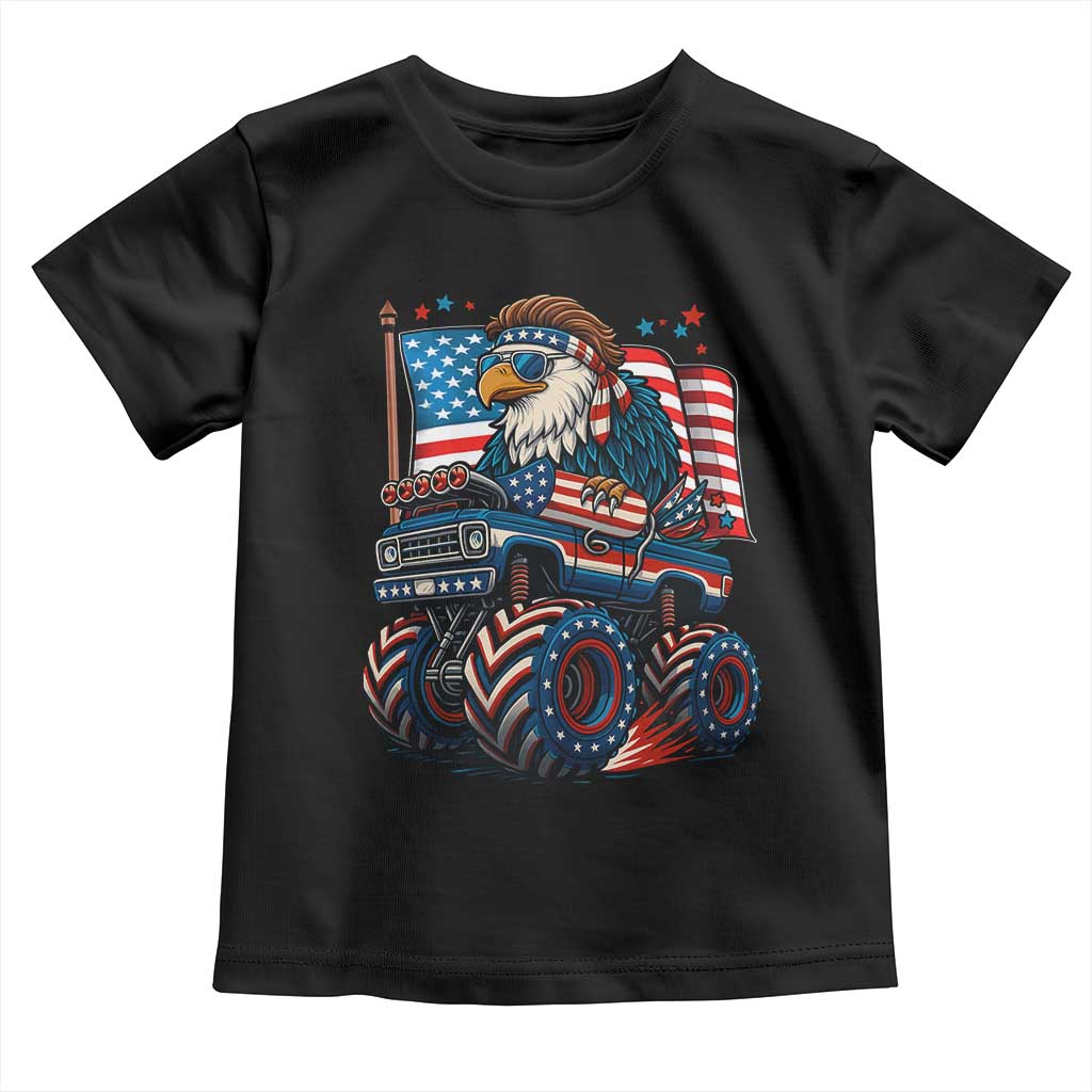 Patriotic Eagle Driving Monster Truck Toddler T Shirt 4th of July USA Flag Freedom - Wonder Print Shop