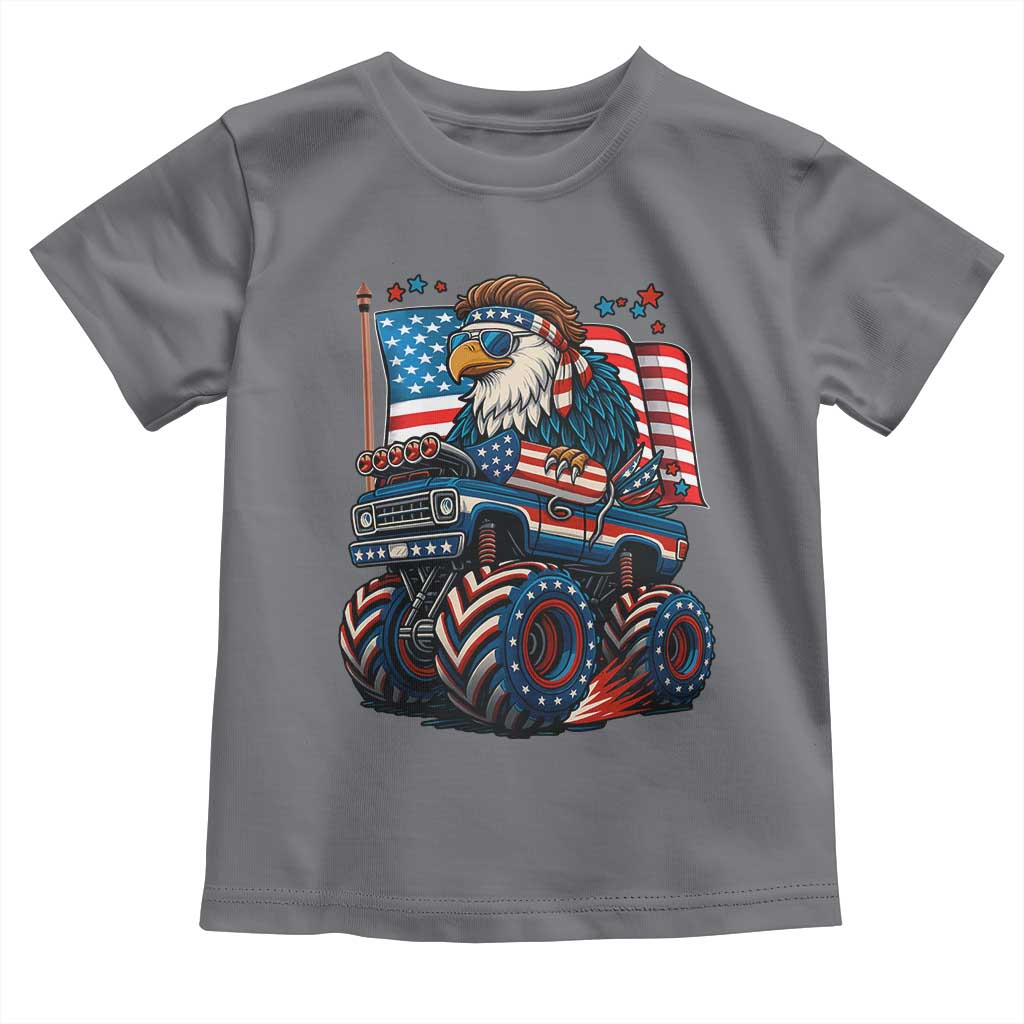Patriotic Eagle Driving Monster Truck Toddler T Shirt 4th of July USA Flag Freedom - Wonder Print Shop