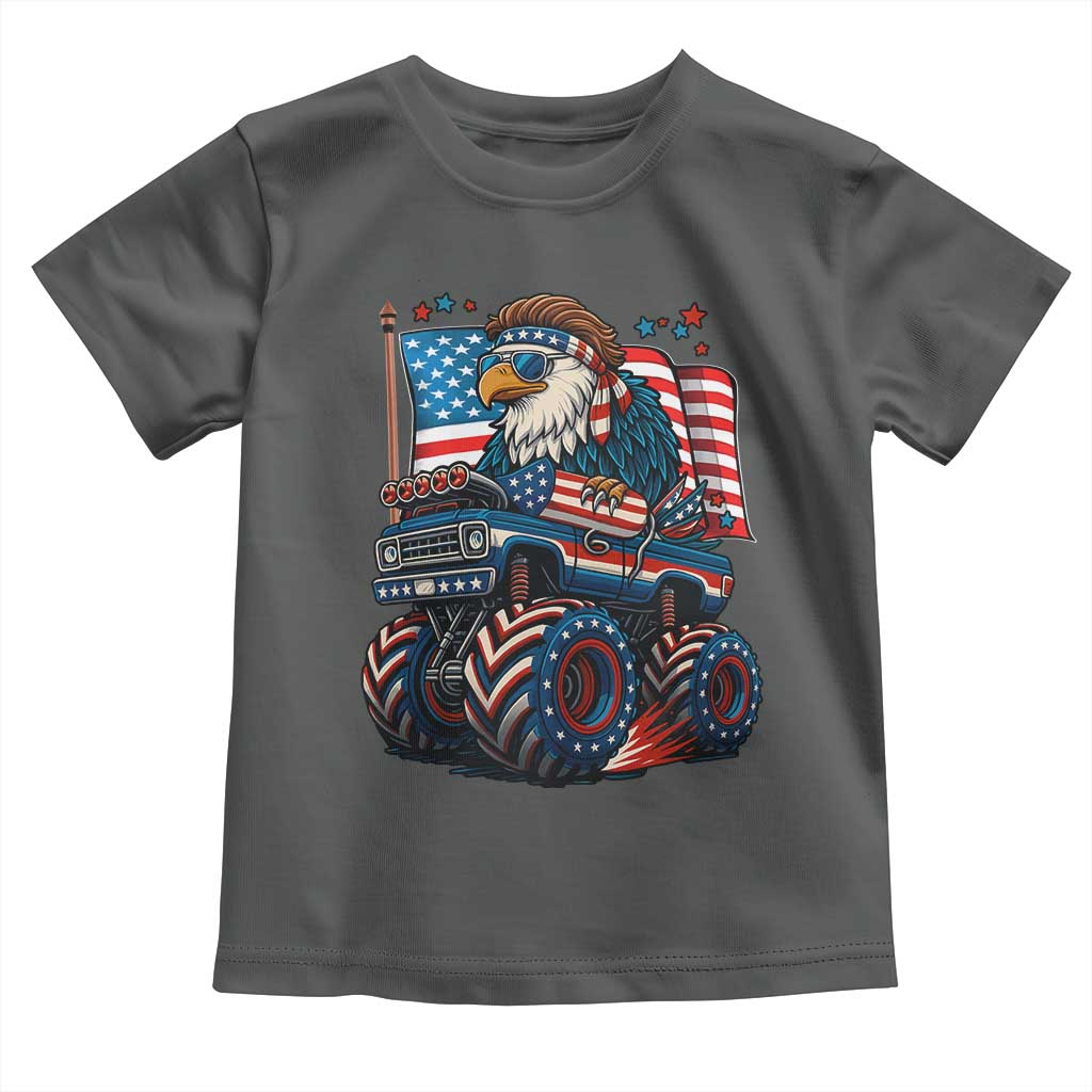 Patriotic Eagle Driving Monster Truck Toddler T Shirt 4th of July USA Flag Freedom - Wonder Print Shop