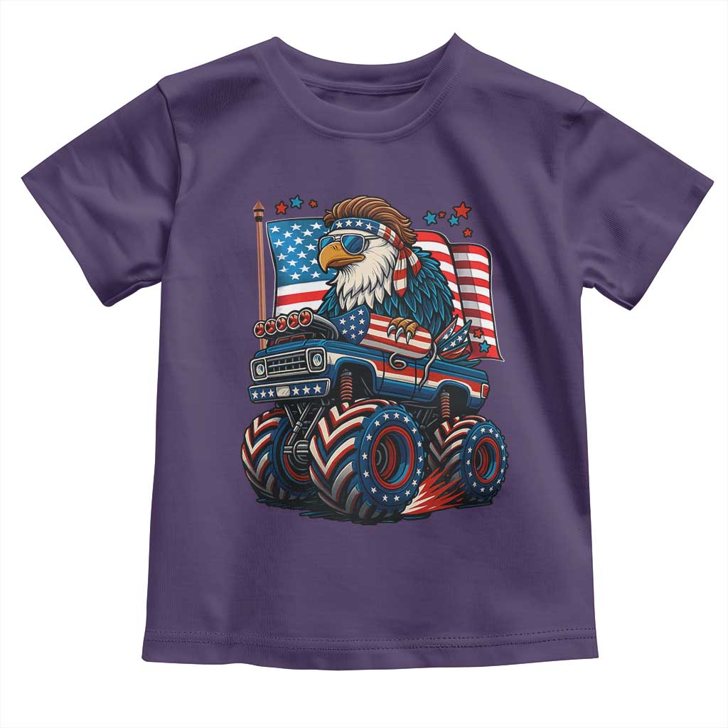Patriotic Eagle Driving Monster Truck Toddler T Shirt 4th of July USA Flag Freedom - Wonder Print Shop