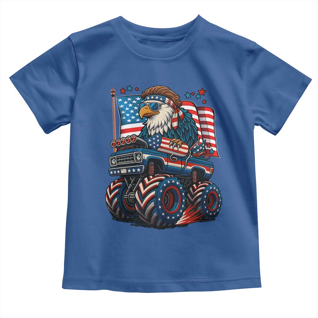 Patriotic Eagle Driving Monster Truck Toddler T Shirt 4th of July USA Flag Freedom - Wonder Print Shop