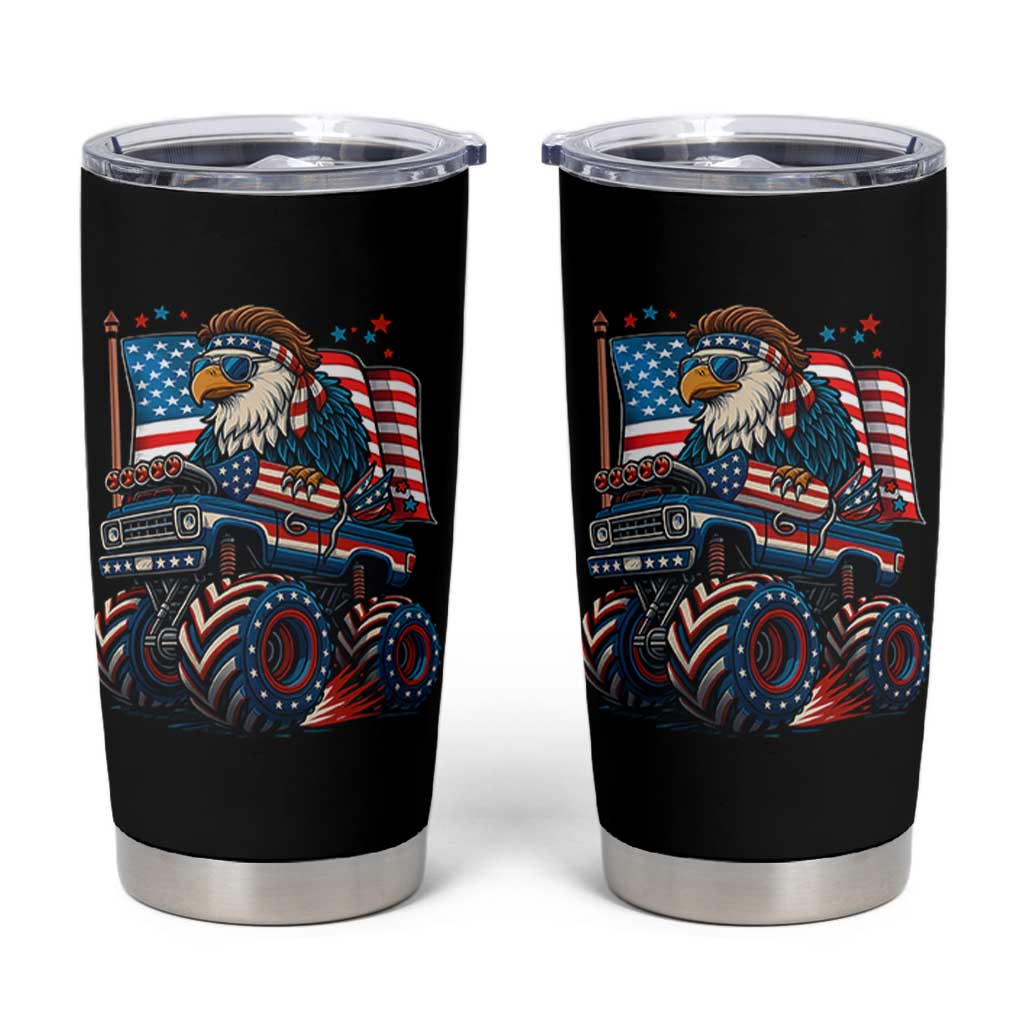 Patriotic Eagle Driving Monster Truck Tumbler Cup 4th of July USA Flag Freedom - Wonder Print Shop