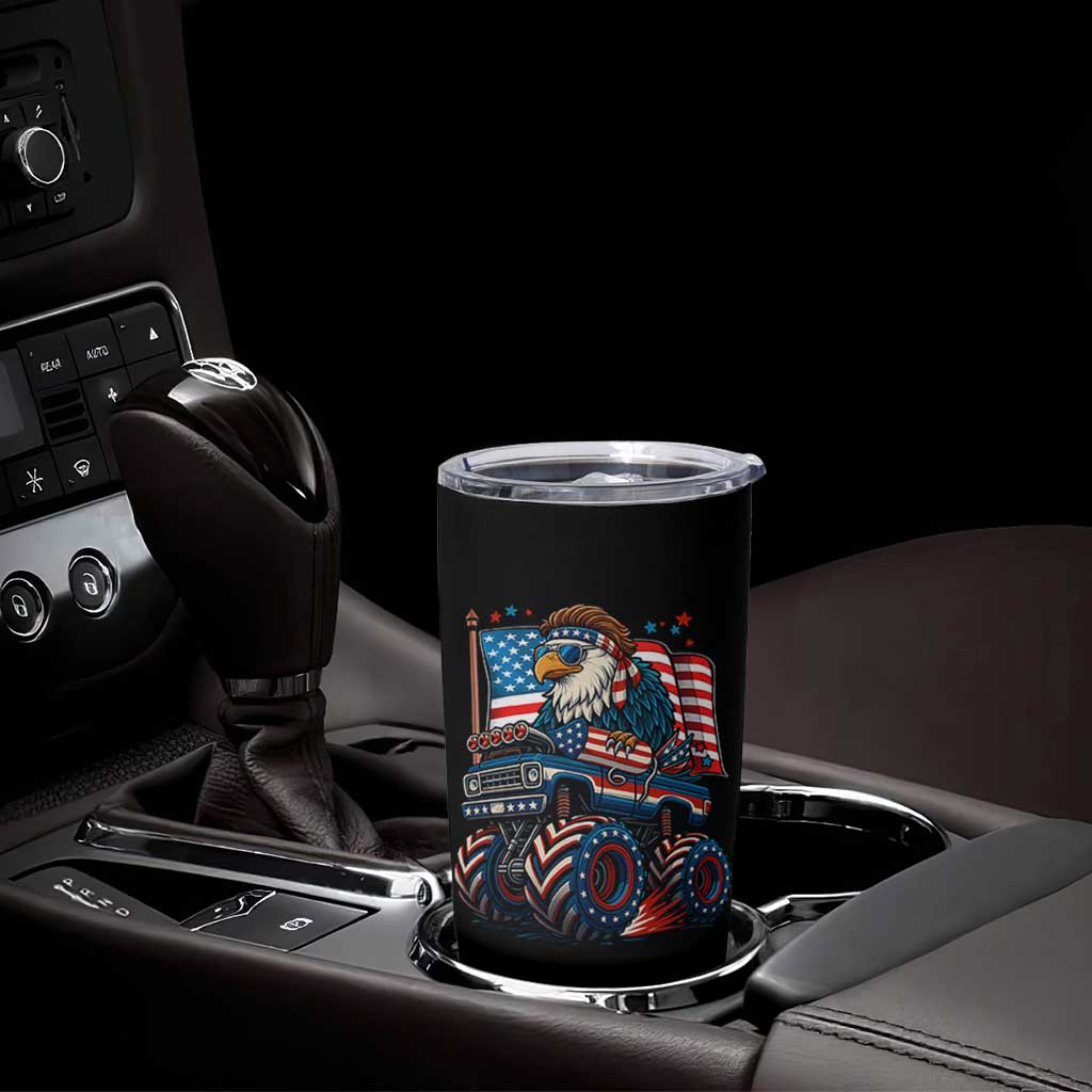 Patriotic Eagle Driving Monster Truck Tumbler Cup 4th of July USA Flag Freedom - Wonder Print Shop