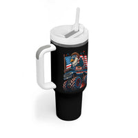 Patriotic Eagle Driving Monster Truck Tumbler With Handle 4th of July USA Flag Freedom - Wonder Print Shop