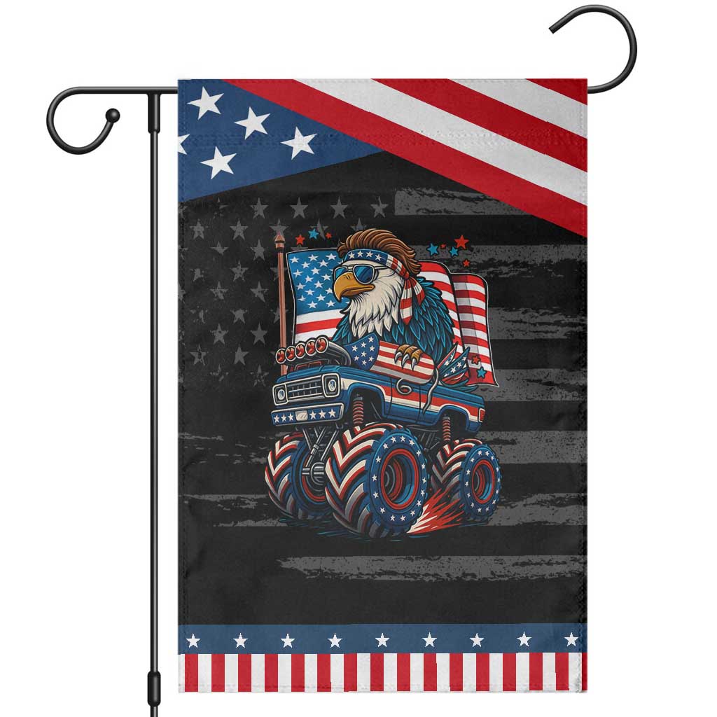 Patriotic Eagle Driving Monster Truck Garden Flag 4th of July USA Flag Freedom