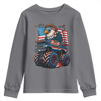Patriotic Eagle Driving Monster Truck Youth Sweatshirt 4th of July USA Flag Freedom - Wonder Print Shop