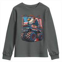 Patriotic Eagle Driving Monster Truck Youth Sweatshirt 4th of July USA Flag Freedom - Wonder Print Shop