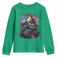 Patriotic Eagle Driving Monster Truck Youth Sweatshirt 4th of July USA Flag Freedom - Wonder Print Shop