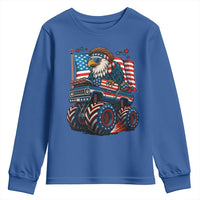 Patriotic Eagle Driving Monster Truck Youth Sweatshirt 4th of July USA Flag Freedom - Wonder Print Shop