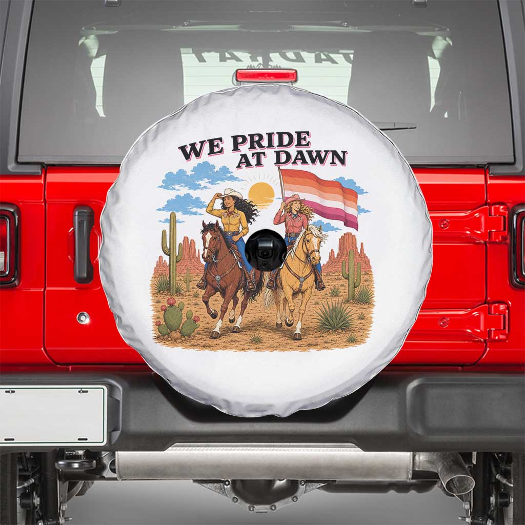 We Pride at Dawn Lesbian Cowgirl Spare Tire Cover Country Western Retro Graphic Pride Month