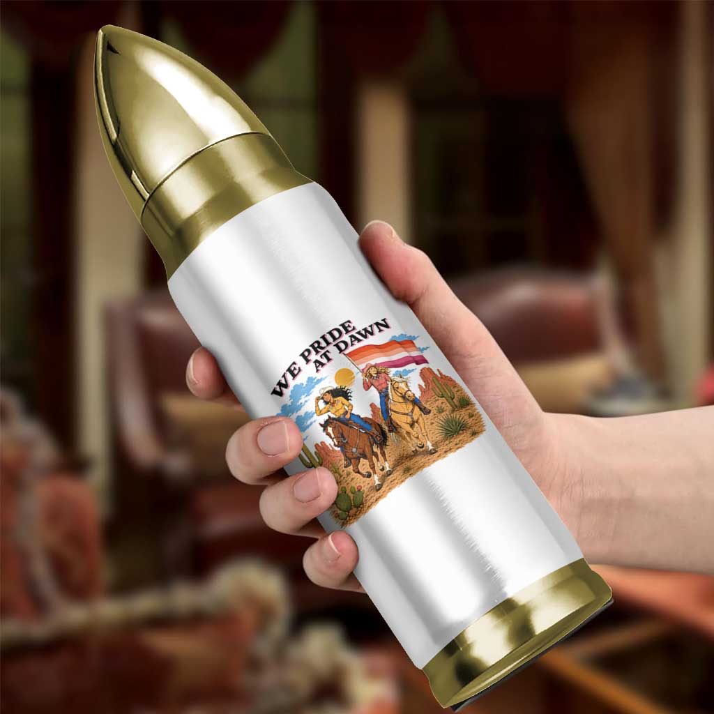 We Pride at Dawn Lesbian Cowgirl Bullet Tumbler Country Western Retro Graphic Pride Month