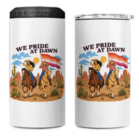 We Pride at Dawn Lesbian Cowgirl 4 in 1 Can Cooler Tumbler Country Western Retro Graphic Pride Month