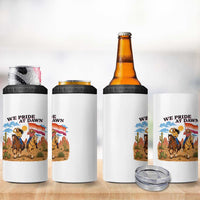 We Pride at Dawn Lesbian Cowgirl 4 in 1 Can Cooler Tumbler Country Western Retro Graphic Pride Month