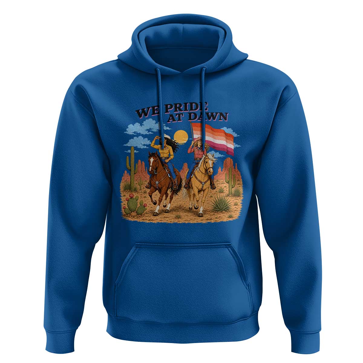 We Pride at Dawn Lesbian Cowgirl Hoodie Country Western Retro Graphic Pride Month