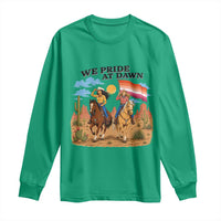 We Pride at Dawn Lesbian Cowgirl Long Sleeve Shirt Country Western Retro Graphic Pride Month