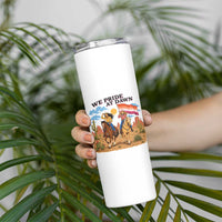 We Pride at Dawn Lesbian Cowgirl Skinny Tumbler Country Western Retro Graphic Pride Month