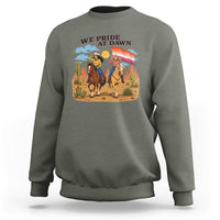 We Pride at Dawn Lesbian Cowgirl Sweatshirt Country Western Retro Graphic Pride Month