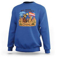We Pride at Dawn Lesbian Cowgirl Sweatshirt Country Western Retro Graphic Pride Month